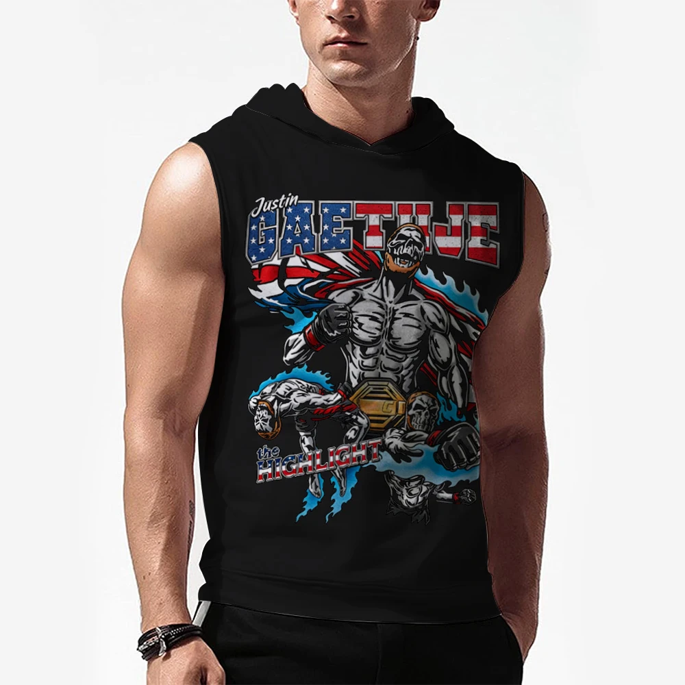 

Men's Justin Gaethje The Highlight Sleeveless Hoodie MMA Training Sport Quick Dry Breathable Tank Top Street Casual Hooded Tank