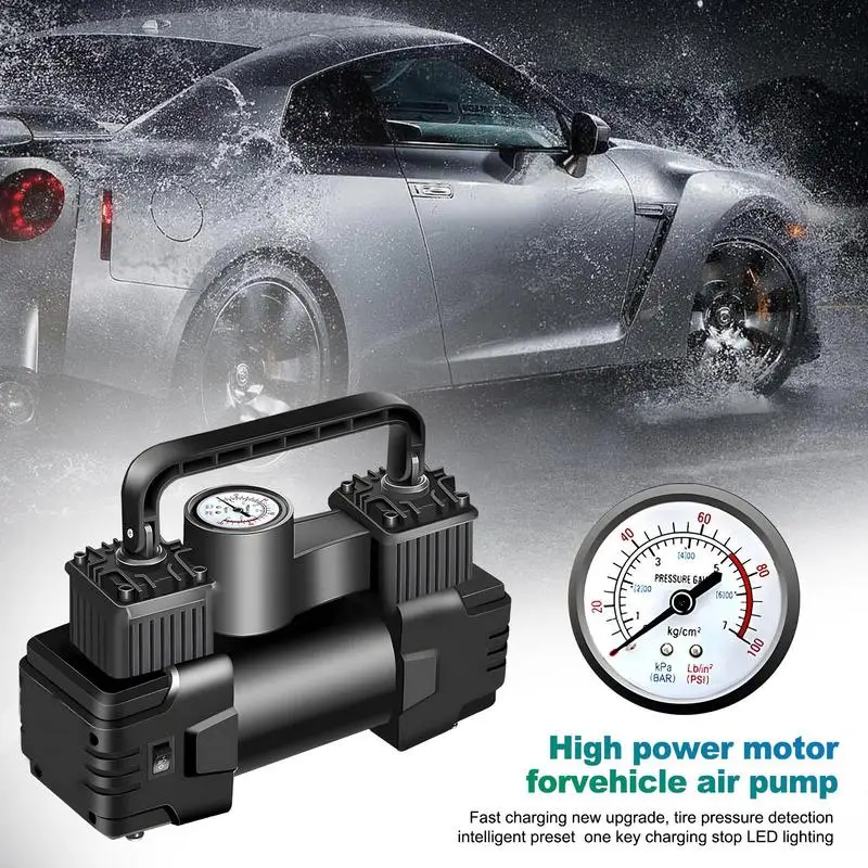 Car Tire Inflator Auto Air Pump for Car Tires Truck Tire Inflator with Digital Pressure Gauge and Led Light Auto Motocycle tools