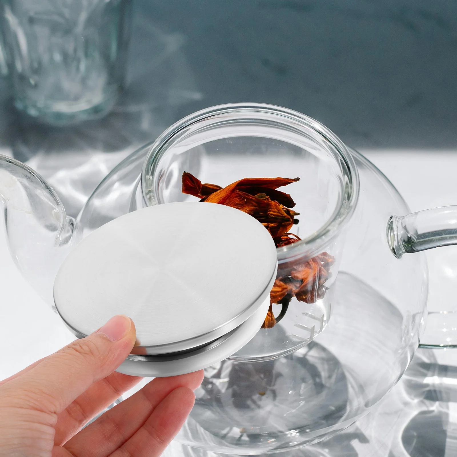 

Stainless Steel Water Pitcher Lid Replacement Leak-Proof Cover For Kitchen Jug -Resistant Household Use Pitcher