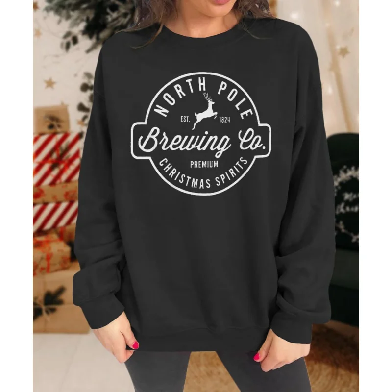 Women's Christmas sports shirt with fun brewing Arctic pattern top