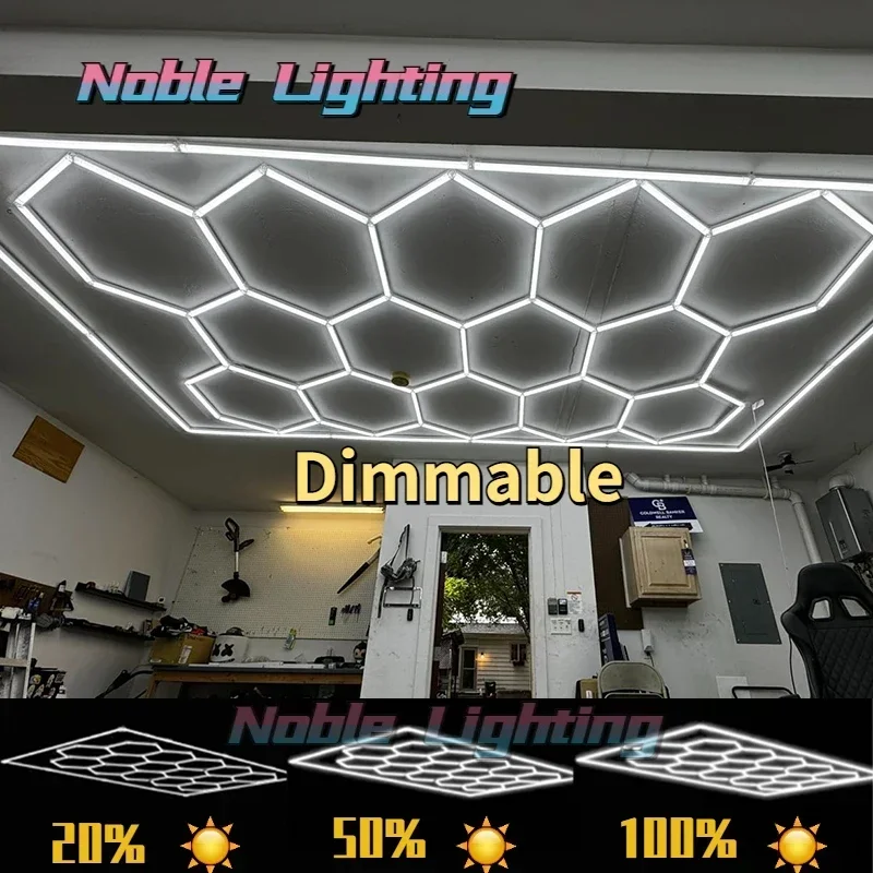 

Hexagon Dimmable Led Customized Hexagon LED Garage Lighting Honeycomb Car Auto Repair Wash Workshop Ceiling Lamp LED Tube