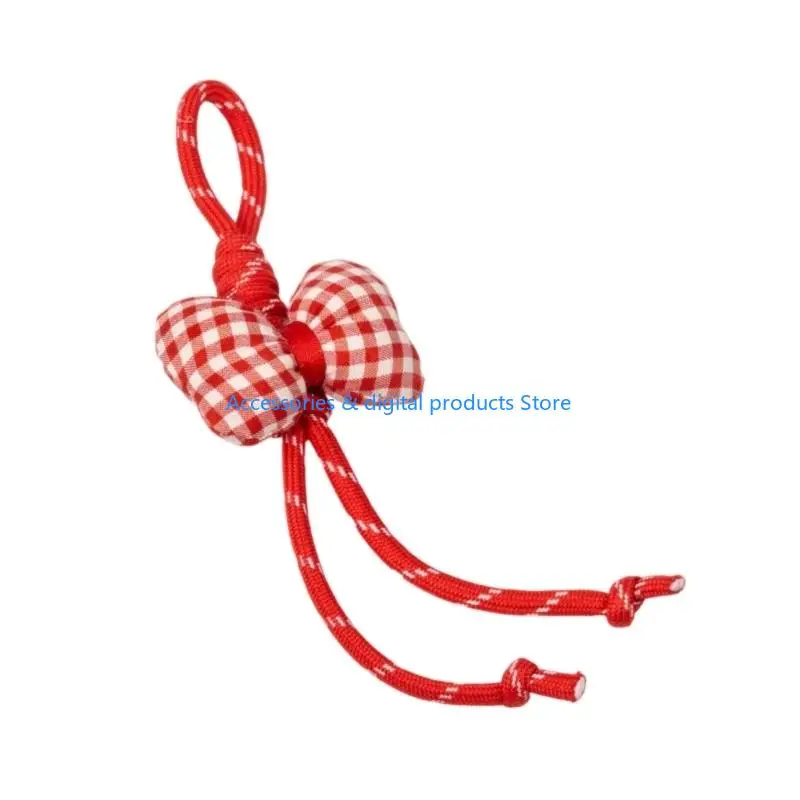 77JD Practical Adjustable Soft Cloth Phone Neck Strap Lanyard Decorative Bowknot Keychain Multifunctional Bag Charm Accessory