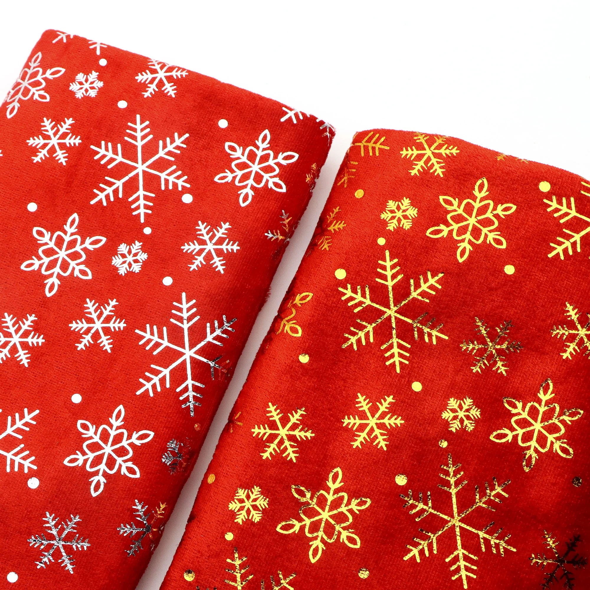 1pc Extra Large 149.86x49.99cm Pre Cut Fabric Metallic Snowflake Red Gold Velvet Texture for Sewing Christmas Crafts Decor DIY