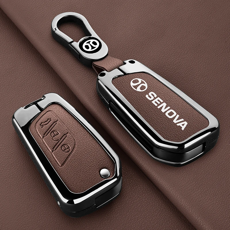 Funda de cuero de aleación de Zinc para llave de coche, funda para BAIC Senova X25 X35 X55 X65 D50 para Changhe Q25 Q35 A6, piezas de automóvil