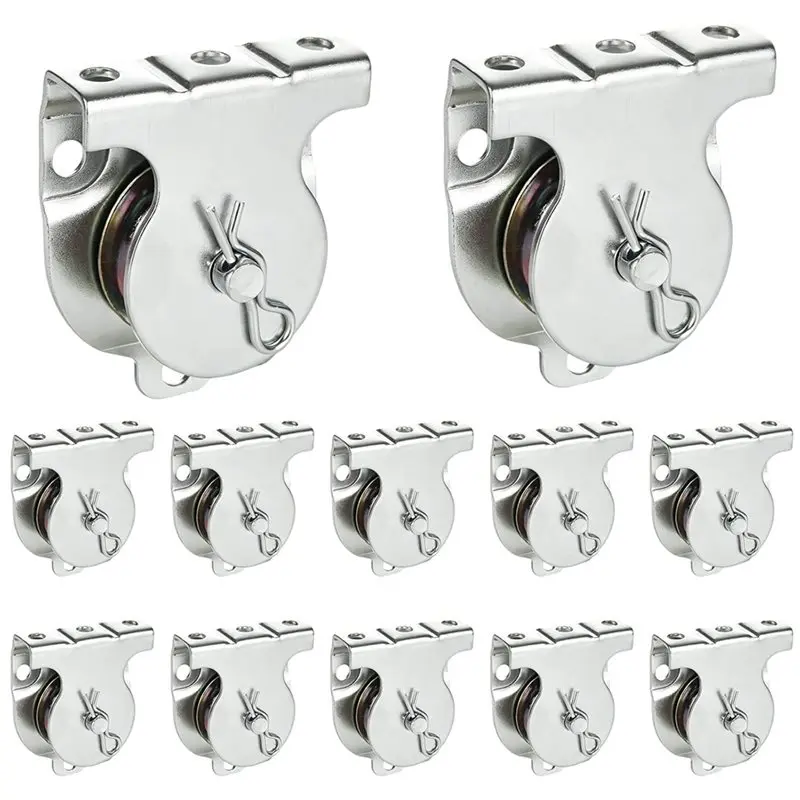 AAAN-12PCS Wall Mounted Pulley Wall Ceiling Mount Single Pulley 38MM Fixed Wheel Block, Wheel Groove, Wall Mount Pulley