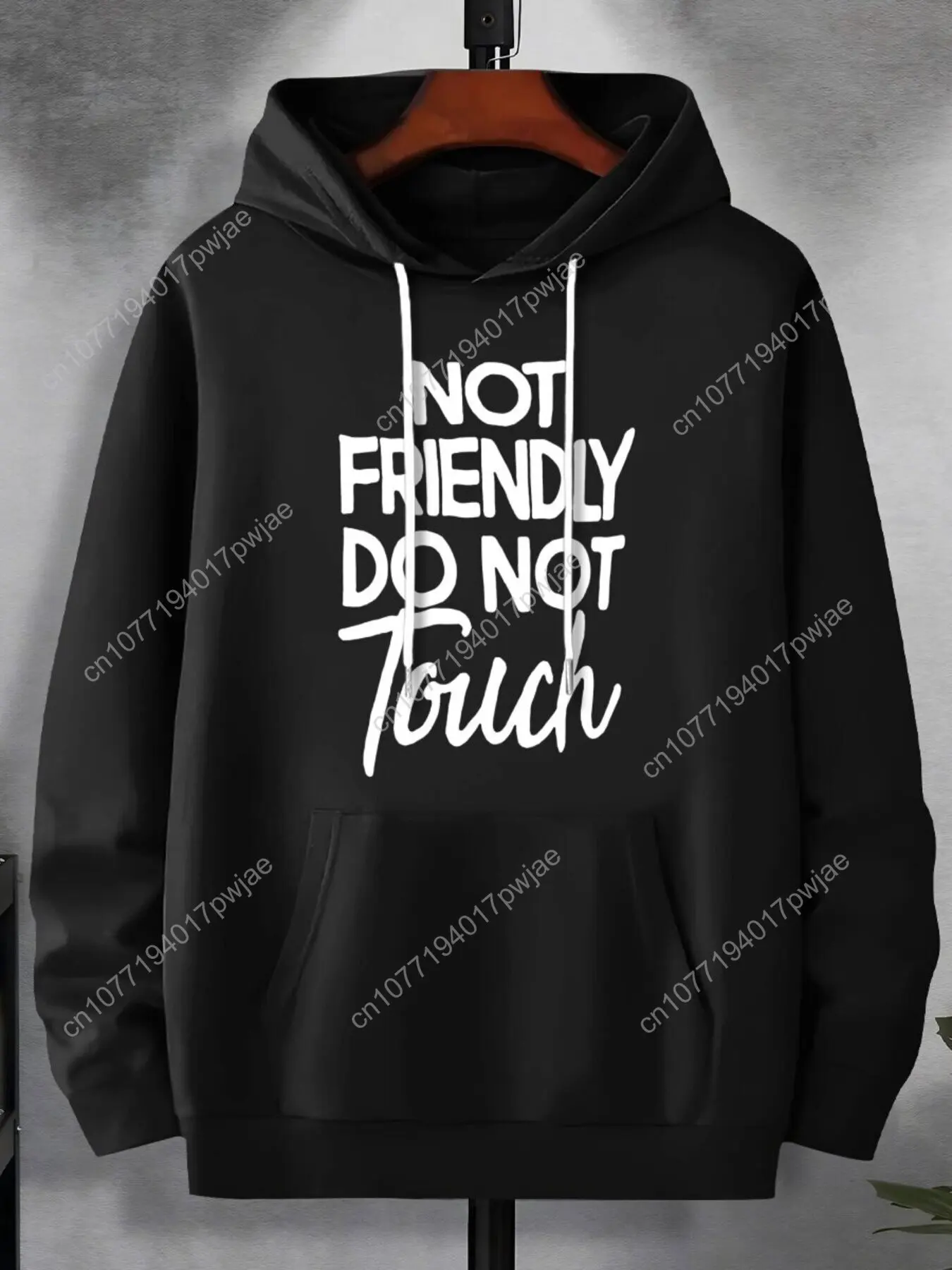 Felpa con cappuccio con stampa alla moda, felpa con cappuccio taglie forti da uomo, felpa con cappuccio con stampa inglese con tasca a marsupio Abbigliamento da uomo taglie forti, adatta