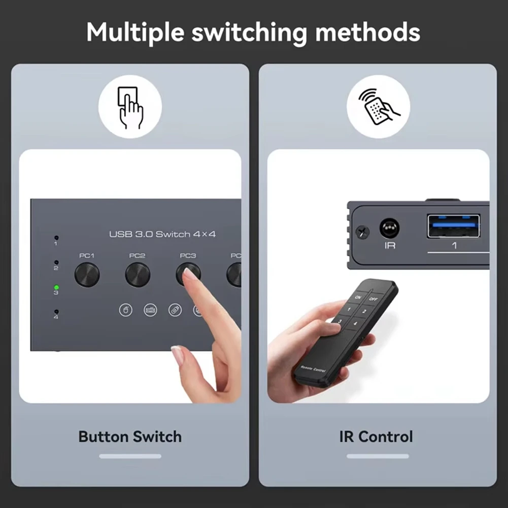 

(A26M) USB3.0 Switcher KVM Shared Controller Adapter 5Gbps Rate Power Free Operation Fit Computer Mouse Keyboard USB Devices