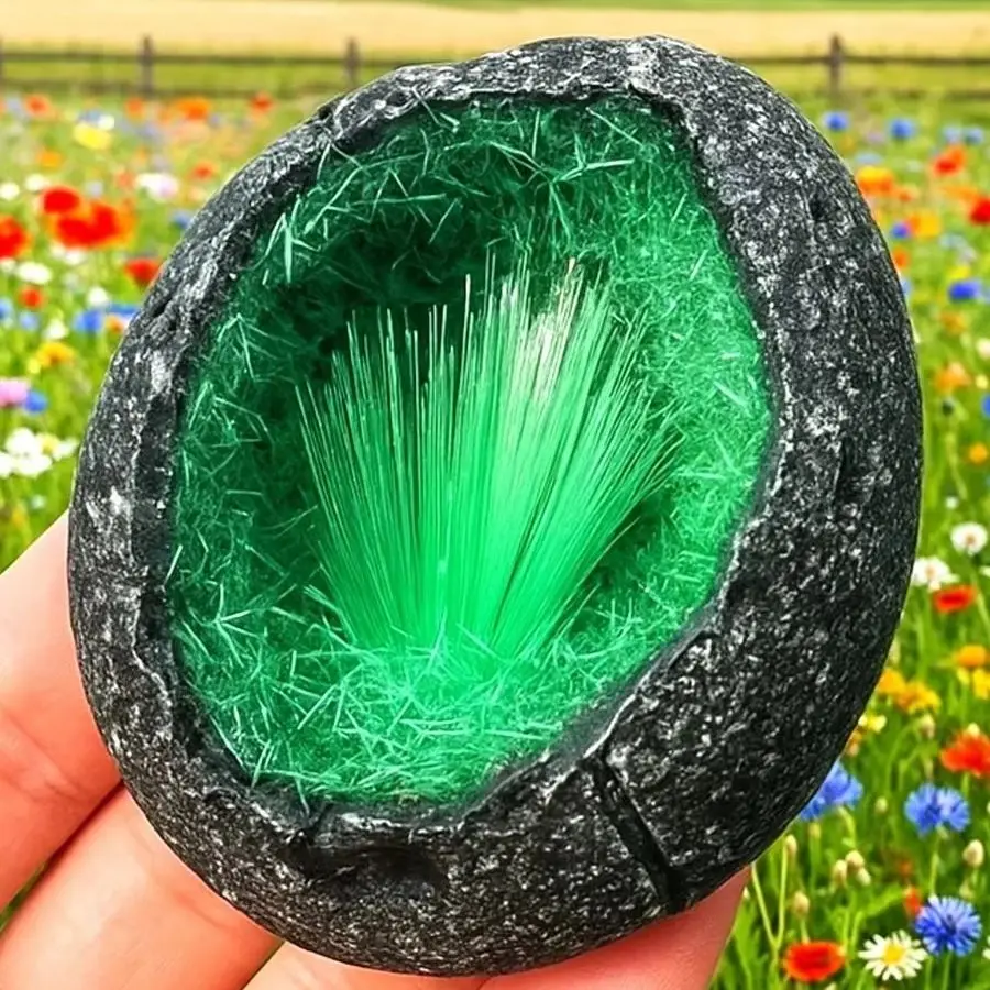 1pc Random Raw Green Hematite Magnetite with Quartz Crystal Cluster Raw Stone Egg-Shaped Mineral for Home Decor,  Mineral Collec