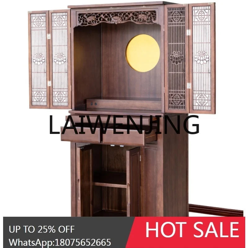 RWJ Buddha Shrine Home with Door Buddha Cabinet Guanyin Light Luxury Shrine
