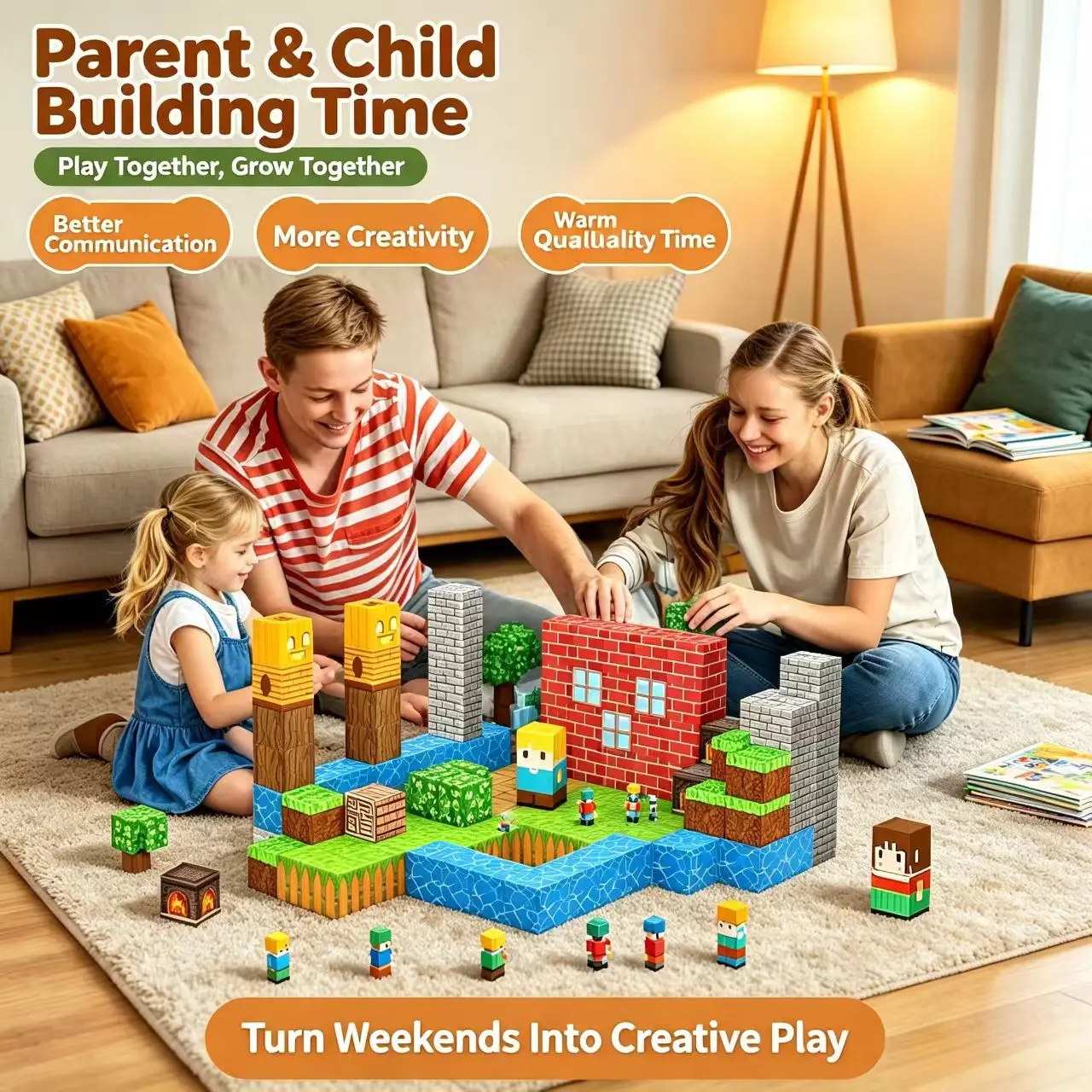 Magnetic Pixel Cubes Building Block Set, Creative DIY Forest & House Scene Construction STEM Educational Toy, birthday giftMagne