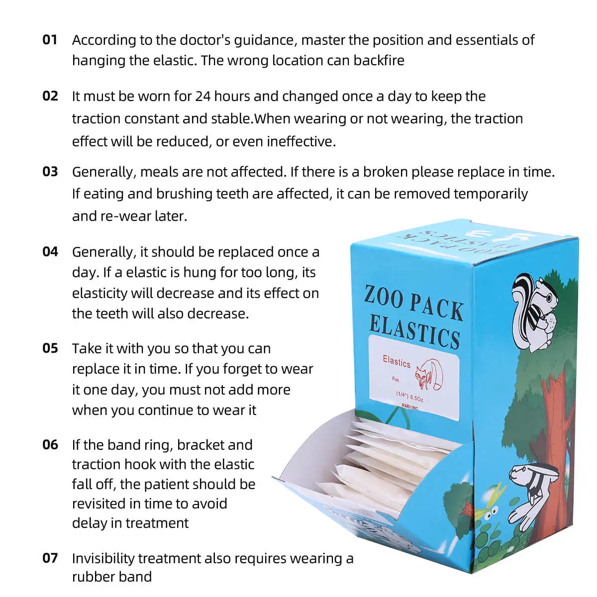 AZDENT 5000 Stück/Box Dental Kieferorthopädie Zoo Pack Gummibänder Gummibänder Hochwertige Latexspangen Force 3,5 / 5,0 / 6,5 OZ – Detail 4