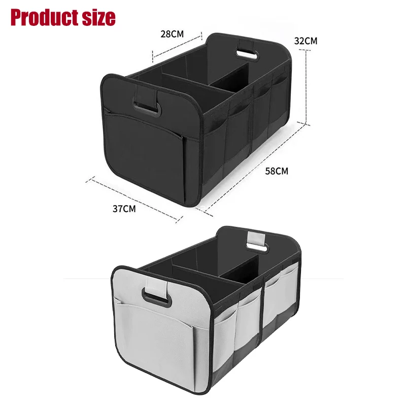 Collapsible Car Trunk Storage Organizer Foldable Waterproof Multi Compartment Car Organizer Fits For All Cars, SUVs, Vans