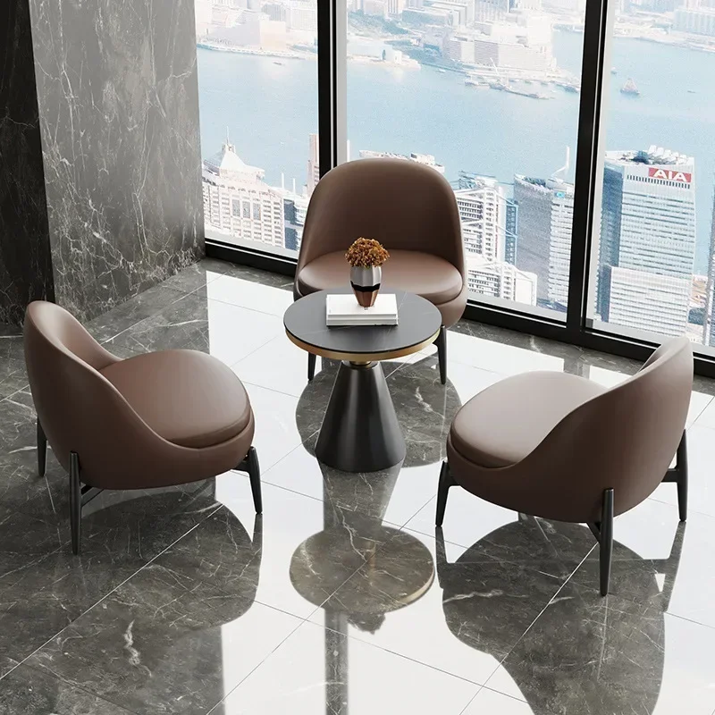 Company reception room sofa table and chairs one table and four chairs light luxury negotiation guest sofa lounge area single