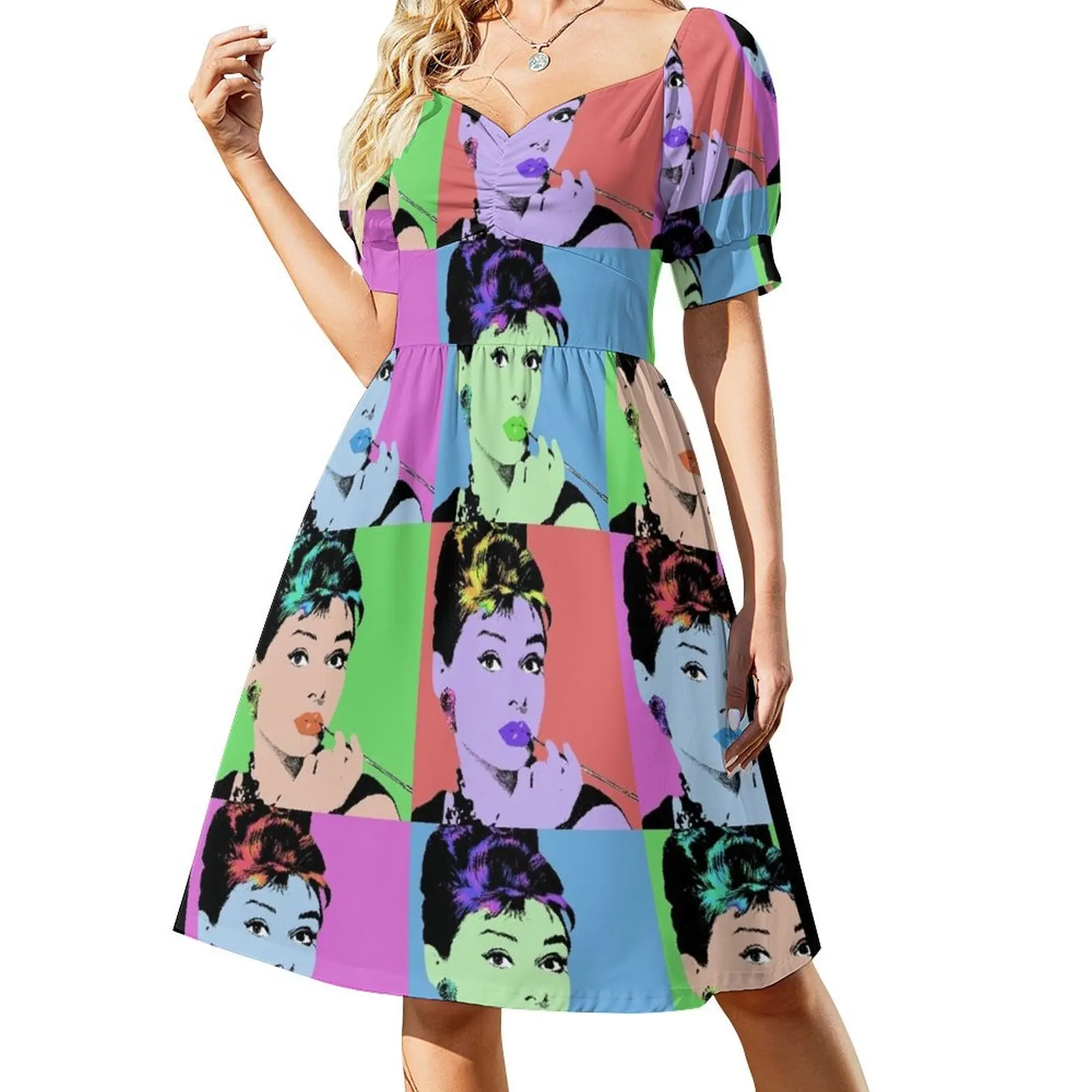 

Audrey Hepburn POP Collage #2 Short Sleeved Dress evening dress women evening dress Women's summer