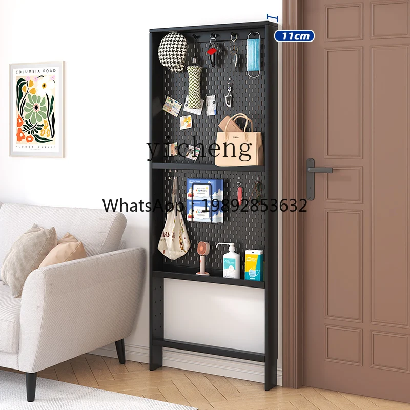 LYY  Solid Wood Ultra-Thin Wire-Wrap Board Storage Rack Living Room Bathroom Entrance Storage Cabinet Thin Cabinet behind