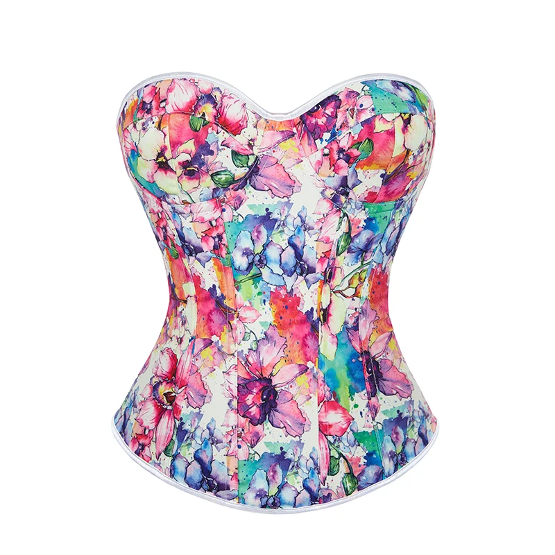 Lotus Floral Elegante Corsage Corselet Sutiã Acolchoado Bustier Strapless Atacado Moda Espartilho Top