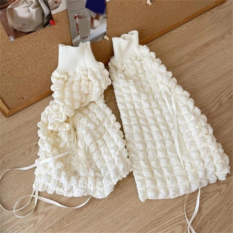 النساء القوس ضمادة نفخة تدفئة الساق الفتيات Harajuku JK موحدة جوارب طويلة إلى الركب 15UB