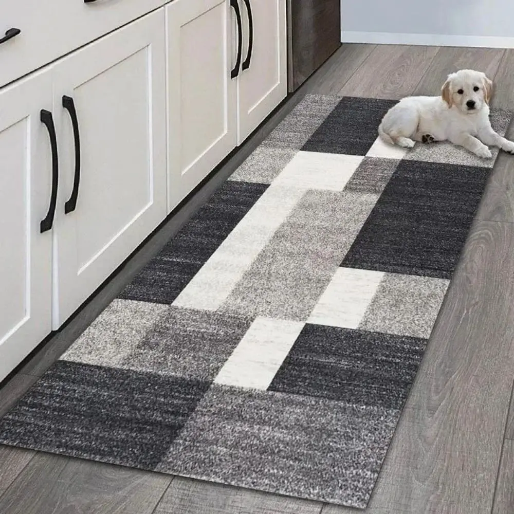 VIKAMA Moderner geometrischer Küchenteppich für den Eingangsbereich, Flur, Waschküche, lange Bodenmatte, Schlafzimmer, Nachttisch, Heimdekoration