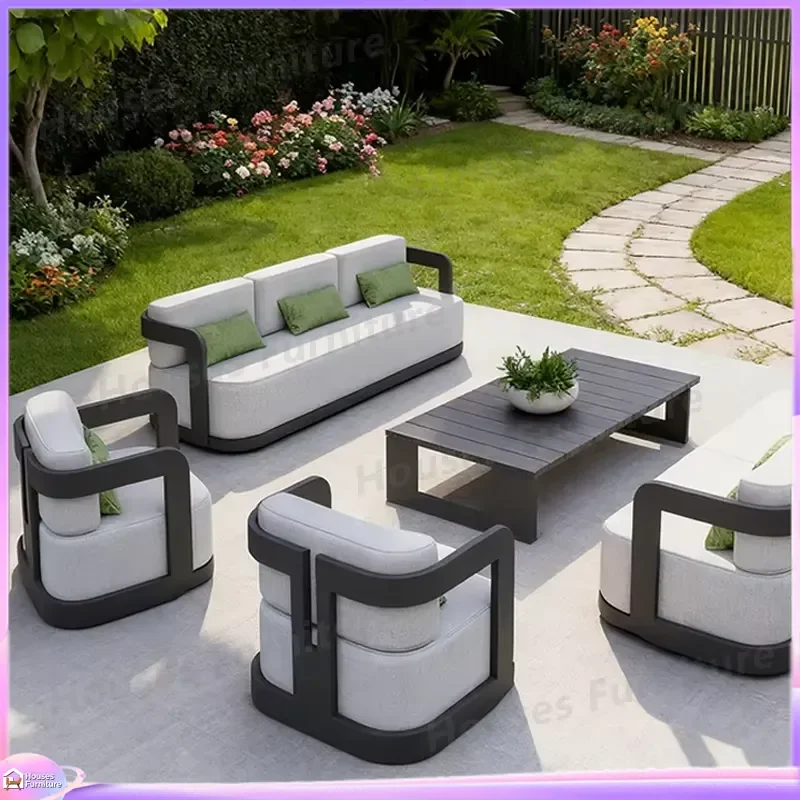 Modern Aluminum Outdoor Patio Furniture Set Waterproof Powder Coated Garden Lounge Sofa Sectional Couch for Hotel Yard Deck