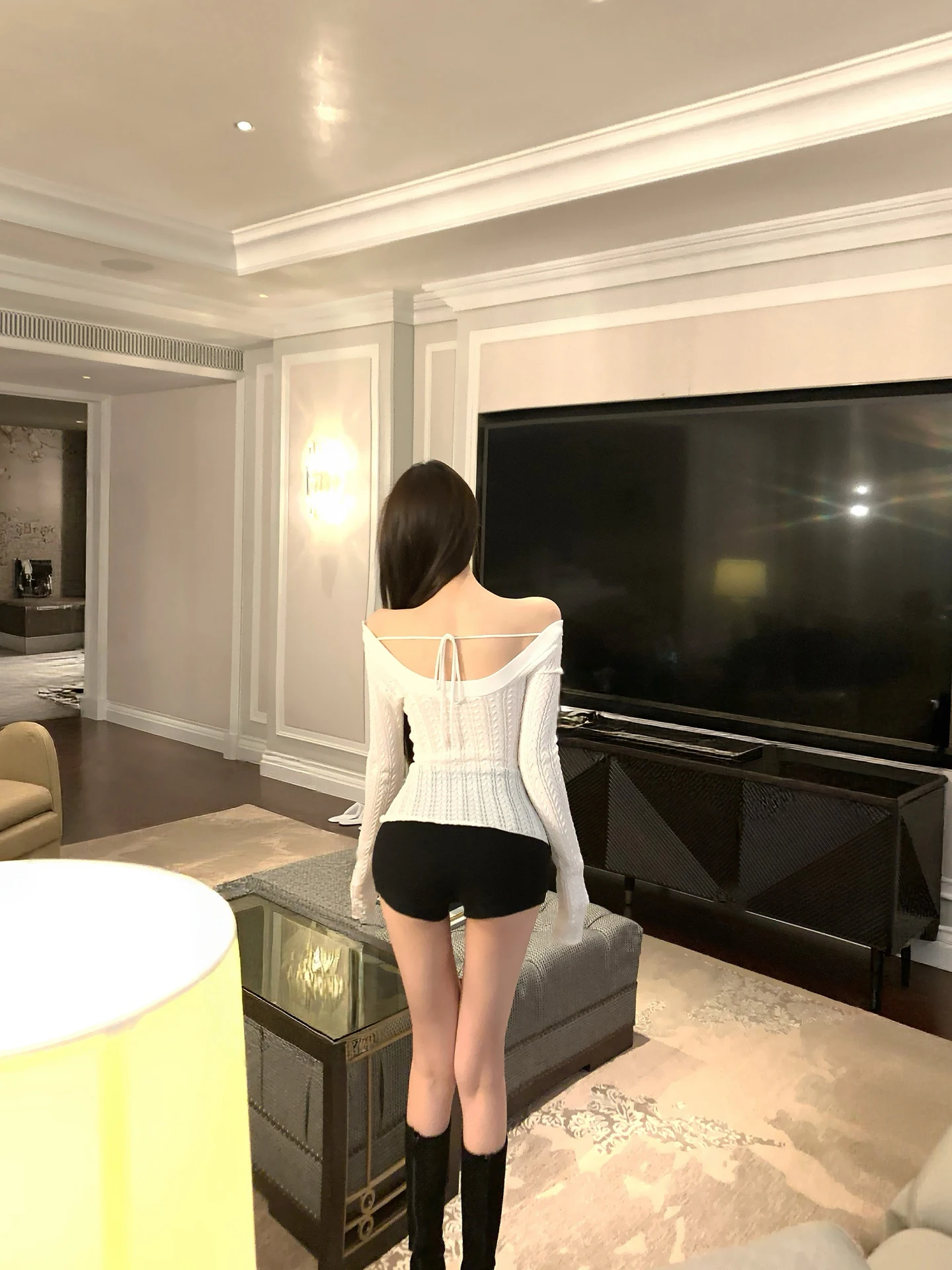 

Chill er Slimming Long Sve Knitted Top Women's Faion oulder Bared Korean Sle Commute Wind Regular Fit Basic Model