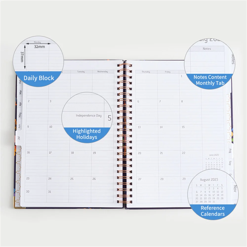 2023 Flower Pattern A5 Agenda Planner Notebook Diary Weekly Planner Notepad Schedules Journal Notebooks School Office Supplies