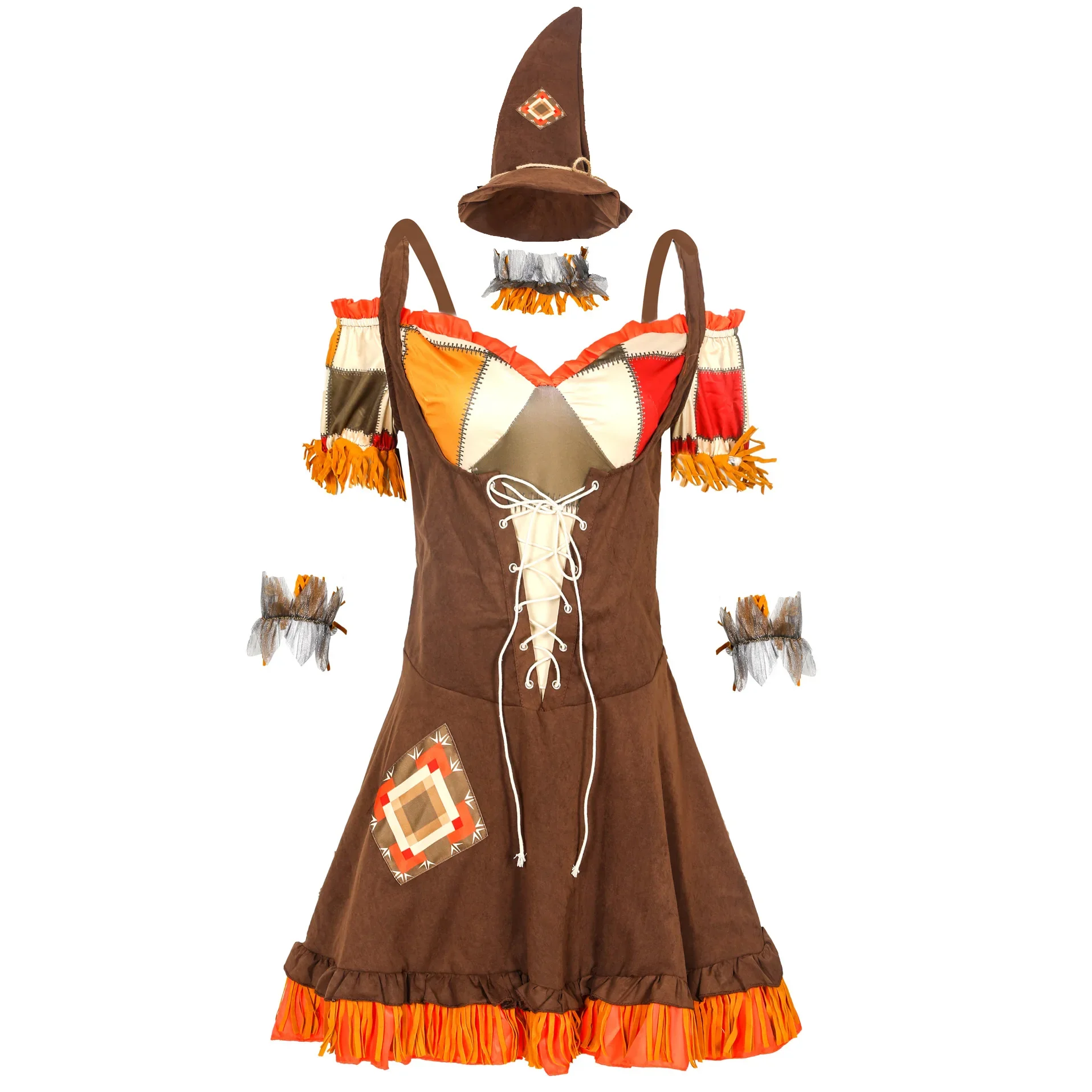 Halloween Costumes for Womens Scarecrow Costume Adult Horror Wizards Witch Cosplay Carnival Party Fancy Dress Up