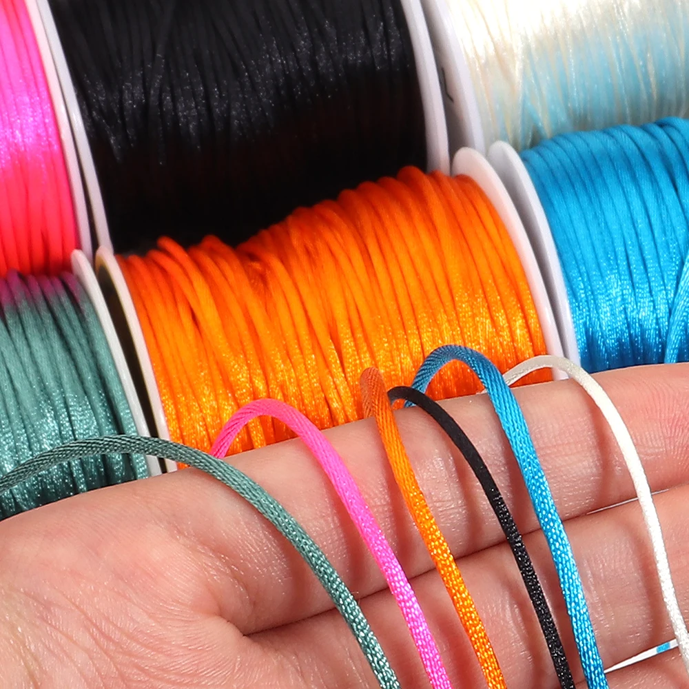 

50-80Yards 1.5/2mm Colorful Rattail Satin Cord Thread Chinese Knot Macrame Bracelet Braided String DIY Tassels Beading Thread