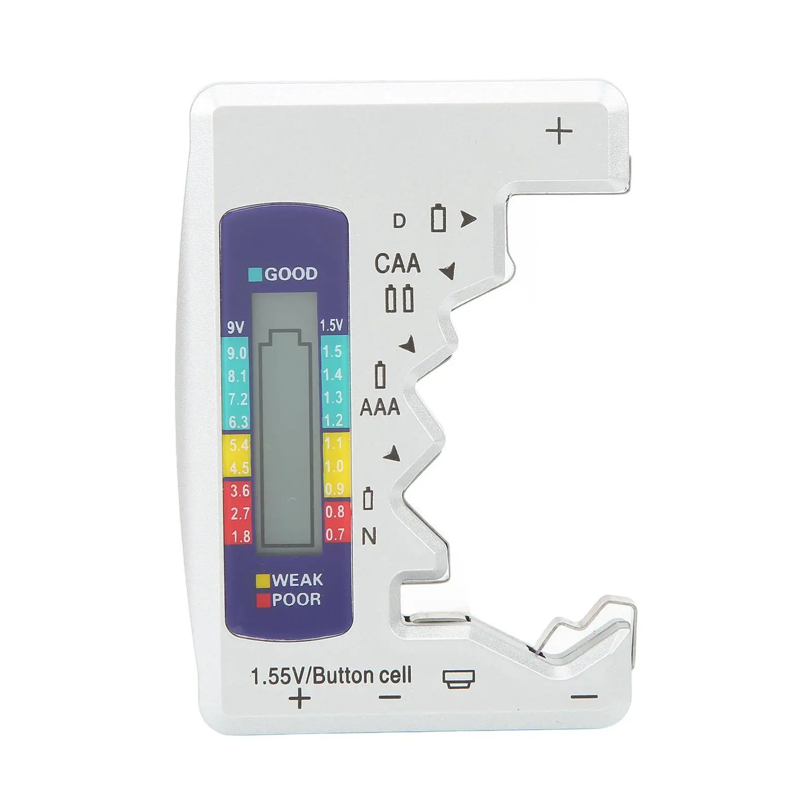 Universal Digital Battery Capacity Tester for C/D/AA/AAA/9V Button Cells - BT-886 in Black/Silver