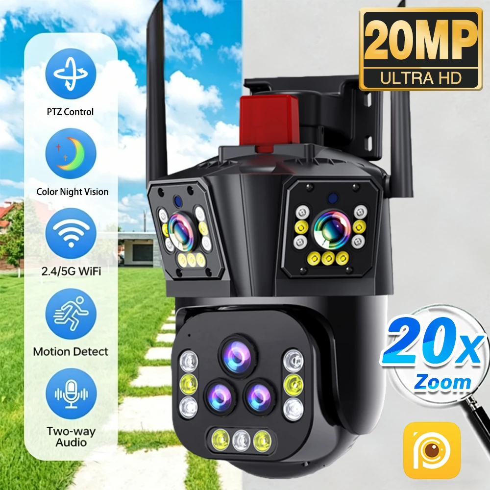 

Уличная Wi-Fi IP-камера IPC360 Home 10K 20MP с пятью объективами и 20-кратным зумом, 360° обзор ° Камера видеонаблюдения для умного дома с ИИ-отслеживанием, CCTV-камера