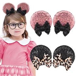 4Pcs Sequin Mouse Ears Hair Clips Glitter Hair Bows Cute Mice Ears Hair Clip Barrettes for Women Girls Hair Accessories forParty