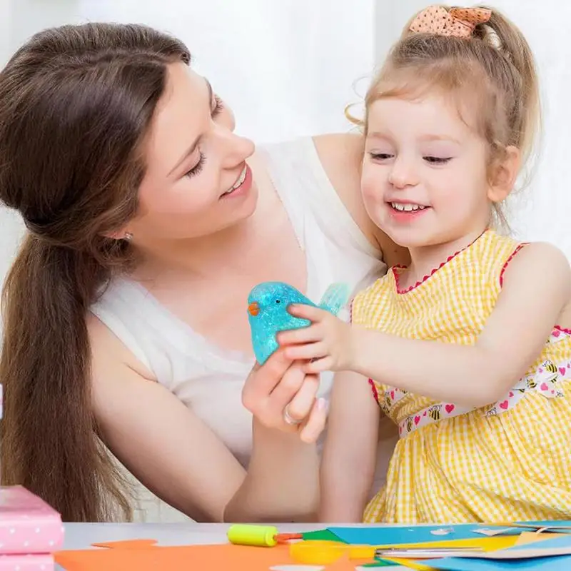 Schattige Kleine Mus Knijpspeeltje Pailletten Langzaam Stijgende Vogel Anti-stress Mochi Speelgoed Handheld Cartoon Dier Knijpspeelgoed Voor kinderen