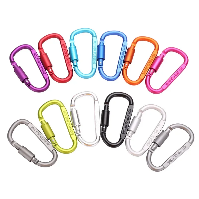 Tactical D Keychain Carabiner Clip Set Aluminium Alloy Tourist Hooks Fishing Carbin Buckle Caribiner Key Holder Keychain Camping