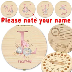 Customized Name Baby Tooth Keepsake Box Wooden Kid Milk Teeth Organizer Case Children Lost Teeth Recording Souvenir Personalized