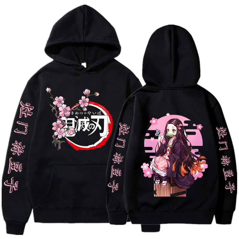 Fashion Demon Slayer Hoodie Kamado Nezuko Graphic Print Women Sweatshirts Anime Long Sleeve Pullover Female Harajuku Streetwear