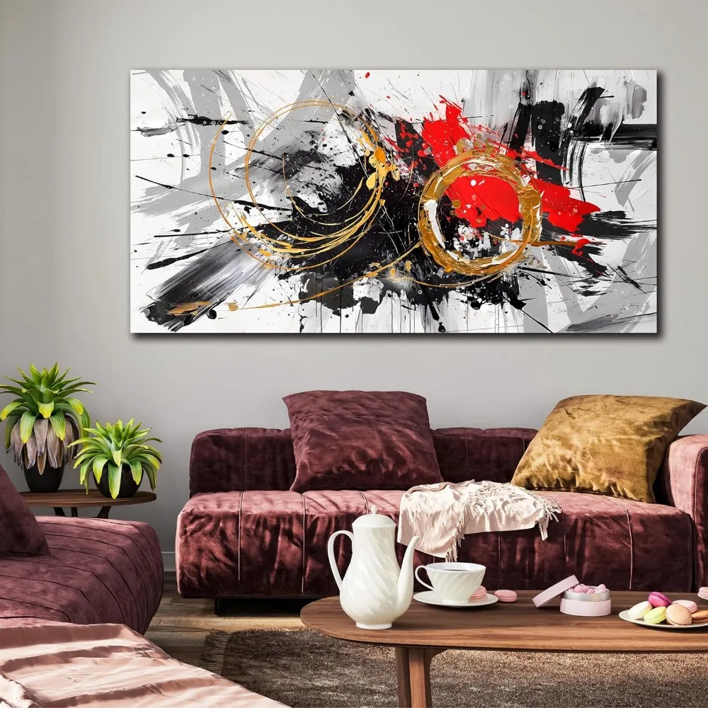 

Large Abstract Art Wall Decorative Paintings Black and White Canvas Wall Art Decorative Pictures for Living Room Decor Home