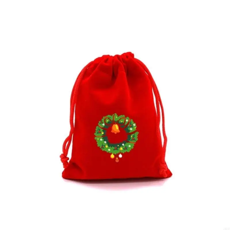 Set of 10pcs Christmas Themed Gift Bags Festive Candy Storage Pouches Jewelry Organizers Case for Wrapping Gifts Candy