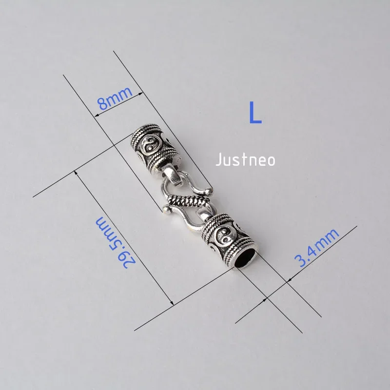 Antiqued solid 925 sterling silver S Clasp Leather Cord End Cap , silver jewelry diy findings/components