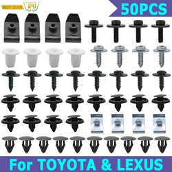 50pcs Car Engine Under Body Cover Clips For Toyota Lexus Bumper Fender Trim Mudguard Splash Shield Screws Rivet Auto Fitting Kit