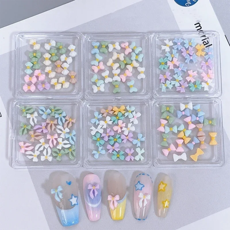 Fascino per unghie con fiocco 3D Accessori per decorazioni floreali per nail art Petali colorati misti Confezione di materiali per manicure fai-da-te Accessori per gioielli
