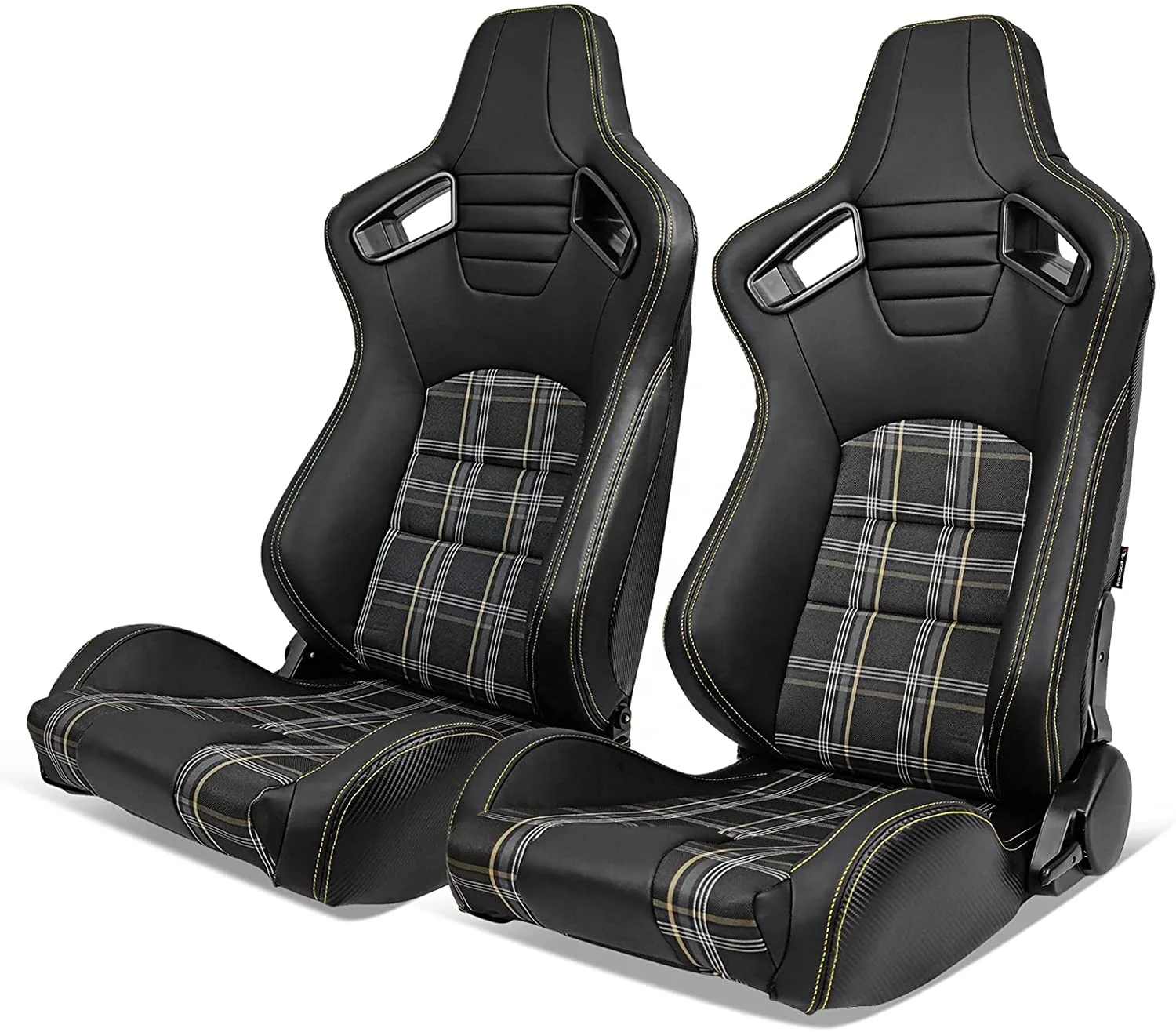 

Premium FORRacing Bucket Seat, PVC Carbon Leather, Dual Slider, Yellow Stitch, Reclining