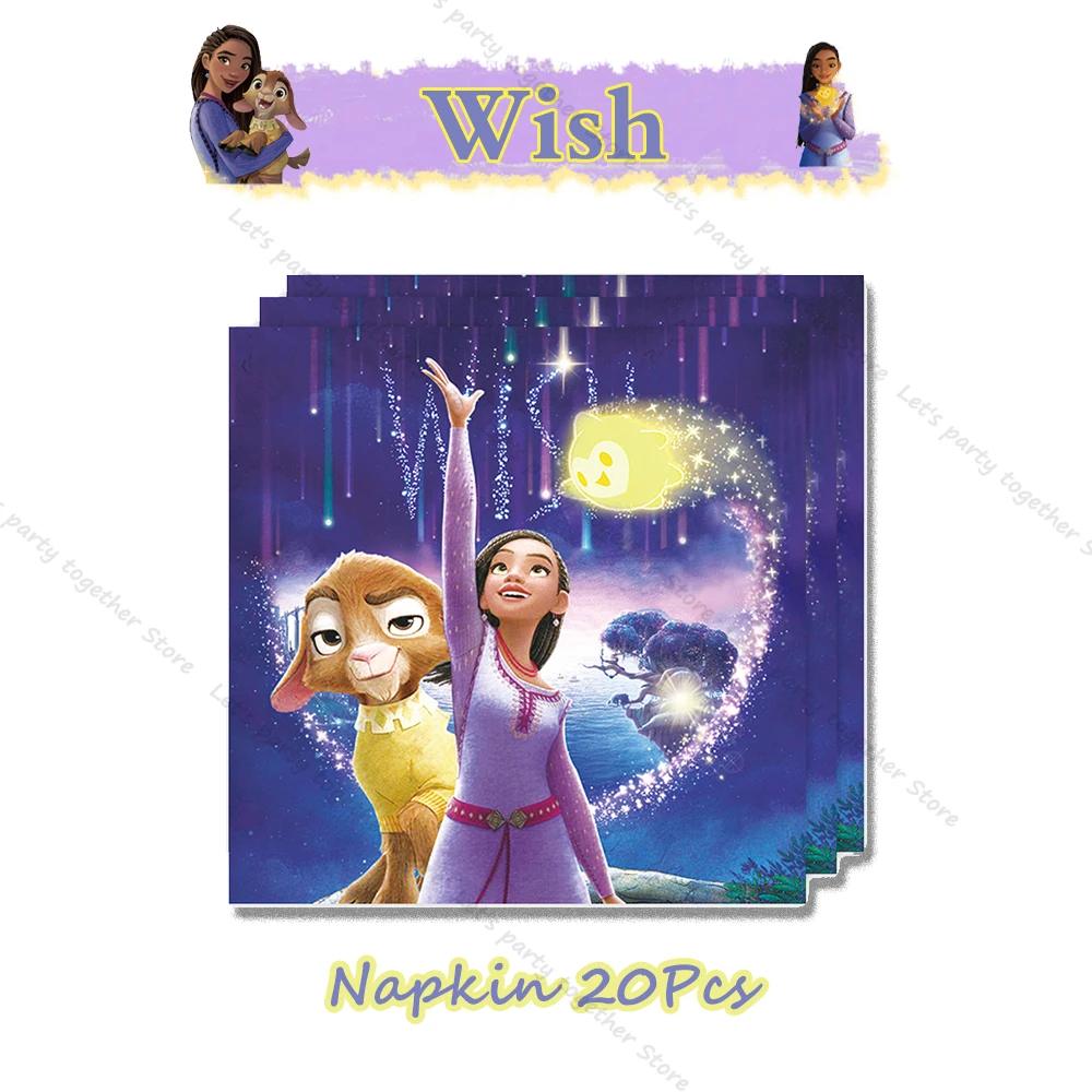 Disney Star Wish Asha Princess Girl Birthday Party Decorative Anime Figures DIY Gift Party Supplies Tableware Foil Ballon Famliy