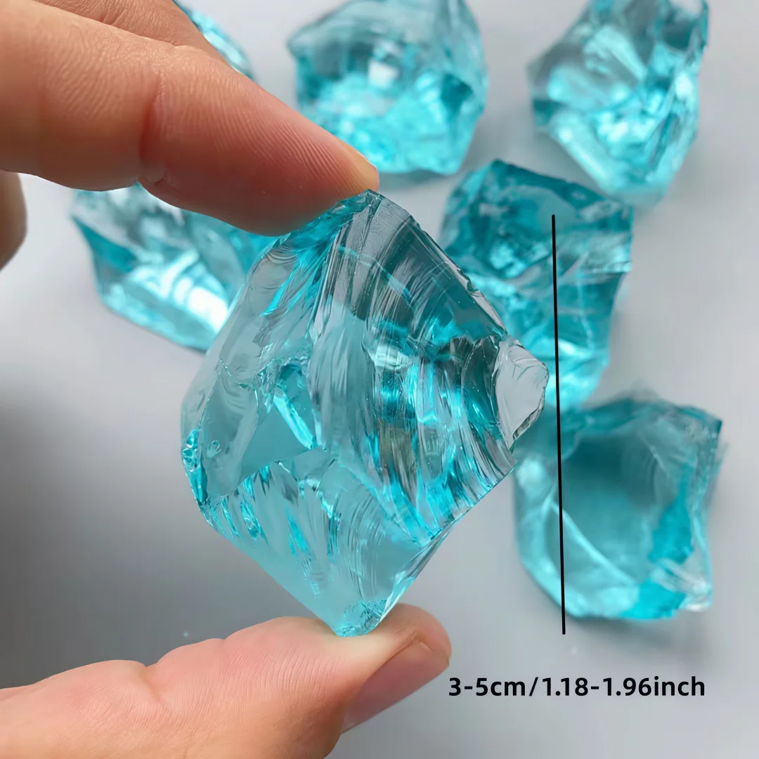 Light Blue glass And Light Blue Glazed, Fish Tank Fillers, Flower Pot Fish Tank Decorative Stones, Decoration, Garden