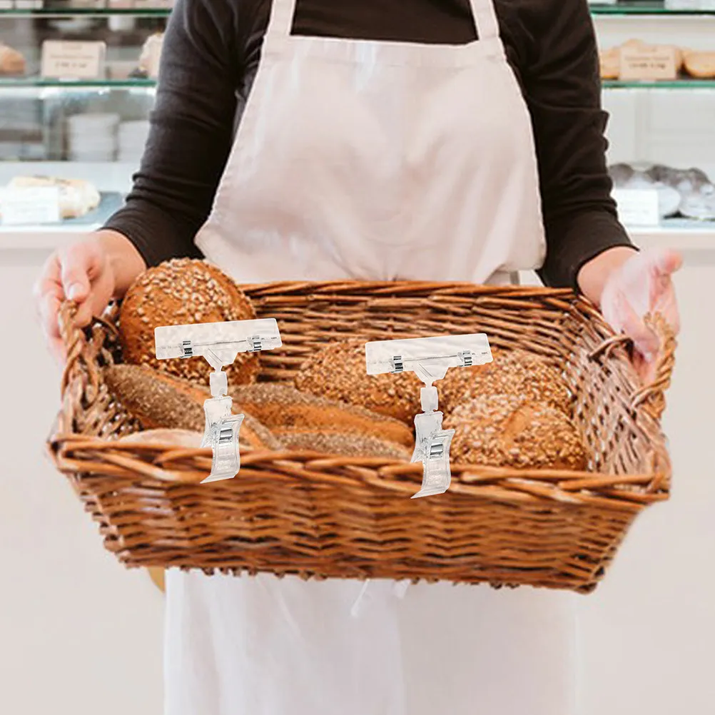 

50Pcs Double Sided Clear Merchandise Clips Rotatable Store Price Tag Holders Plastic Retail Sign Display Clips for Supermarket