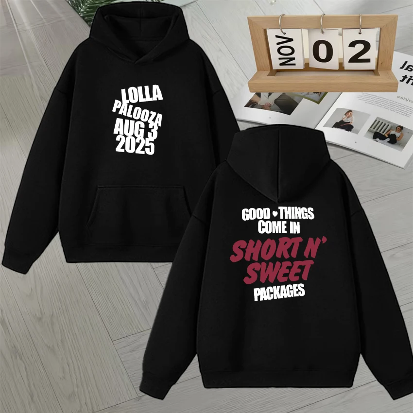 

Fashion Sabrina Carpenter Lollapalooza 2025 Hoodies Autumn Winter Fleece Sweatshirt Men Women Retro Long sleeve Pullover Unisex