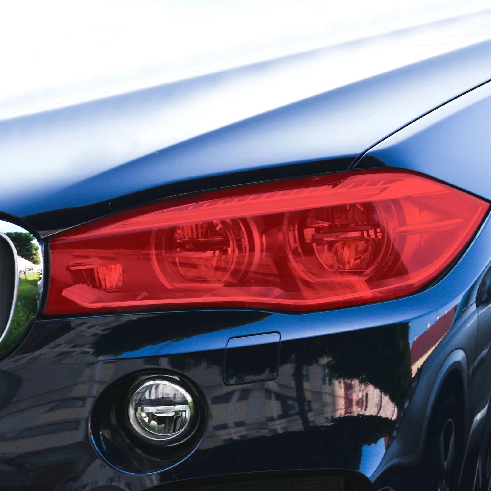 120Cm 30Cm Headlight Tint Vinyl Film Self Adhesive Stretchable Car Tail Fog Lights Protective Scratch Resistant Red