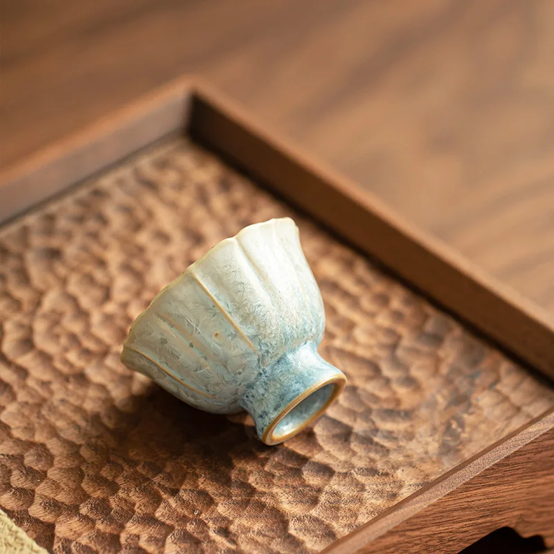 

Crystallization Kiln Change Flower Mouth Teacup Home Tea Ceremony Ceramic Host Cup Taste Teacup High Foot Cup Kung Fu Teaware