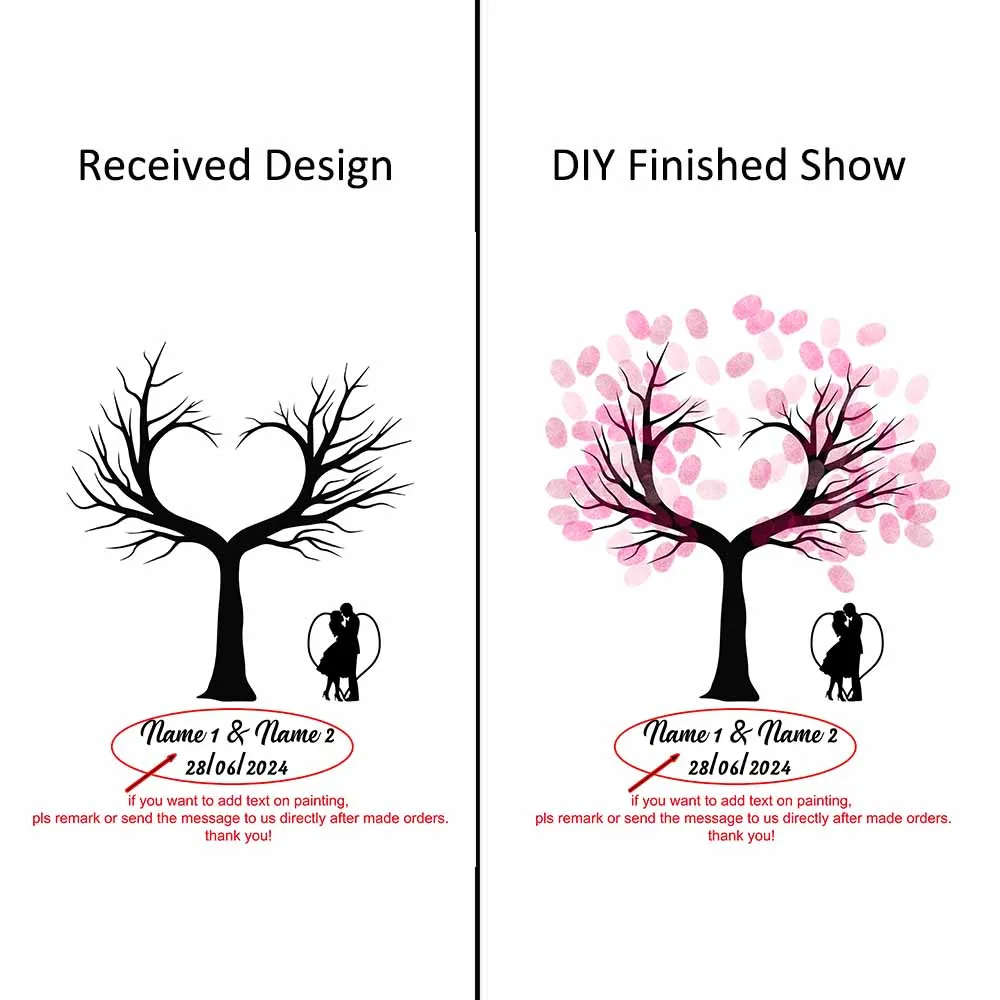 Wedding Anniversary Events Party Decor DIY Fingerprint Guest Signature Book Valentine Customized Gift Unframed Canvas Painting
