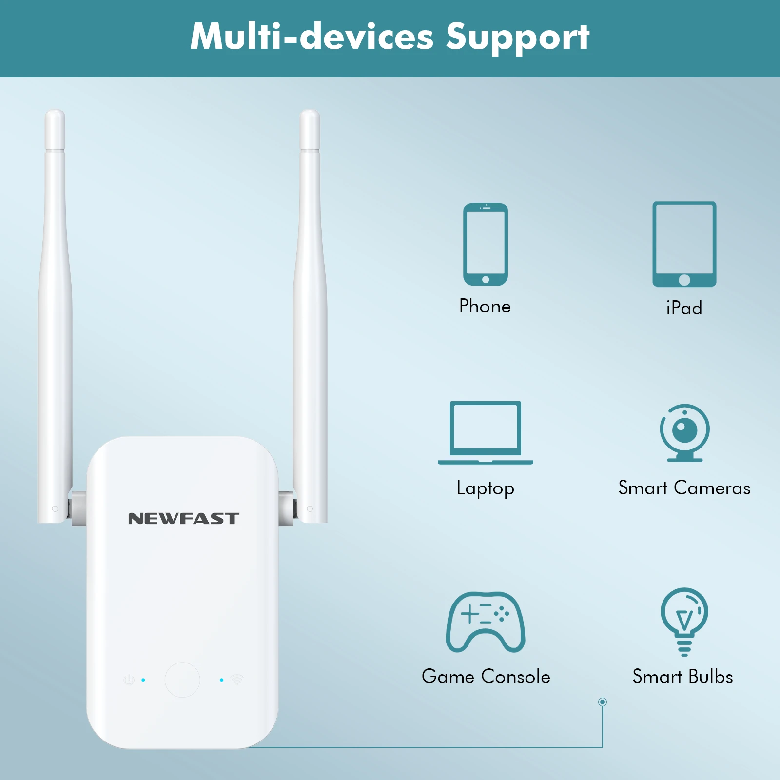 NEWFAST 300Mbps Wireless WiFi Repeater Amplifier Router 2.4GHz Wi-Fi Signal Extender High Gain Antenna Repeteur Booster NF-RE513