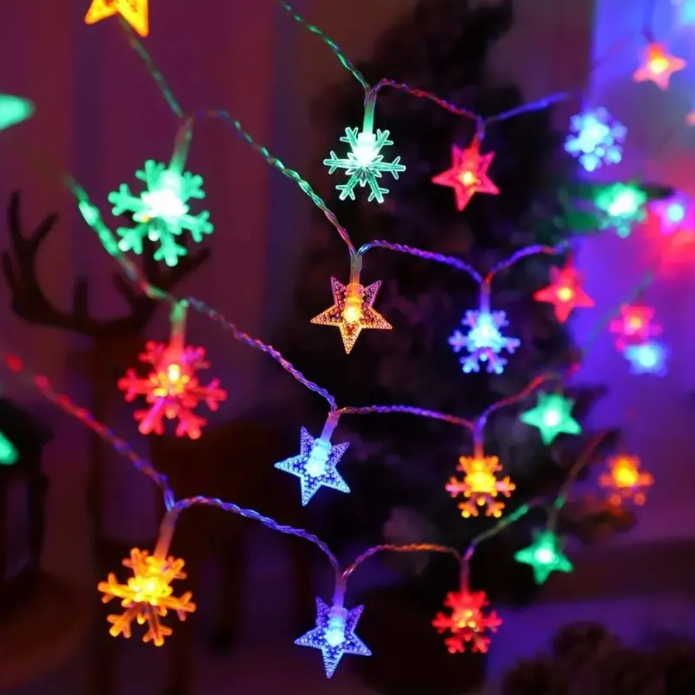 1.5M10LED/3M20LED Battery Box Snowflake Shaped Light String, Christmas LED Fairy Light, Indoor Holiday Party Decoration Lighting