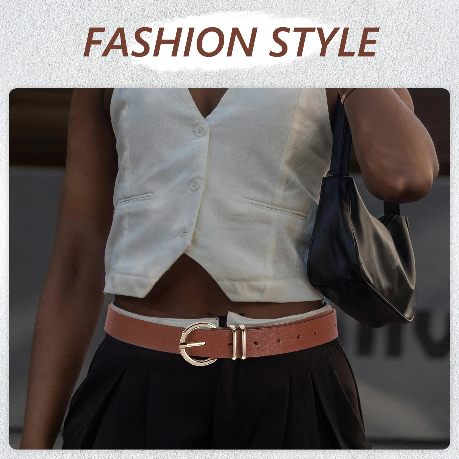 

Women'S Waist Pu O-Ring Buckle Casual Jeans Belt For Daily Party Outfits Ladies Trendy Fashion Belt